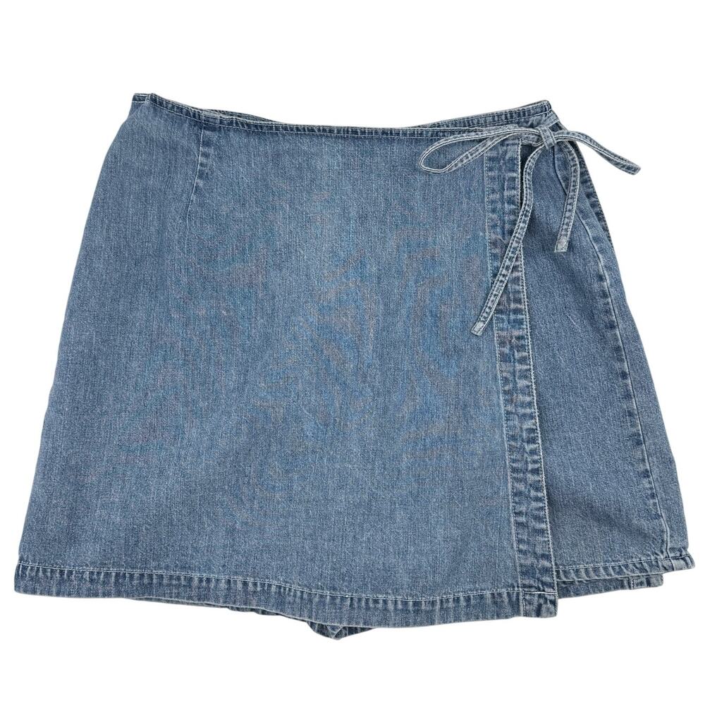 Limited Jeans Denim Wrap Skort Vintage 90s Y2K Cotton Size 10 Mini